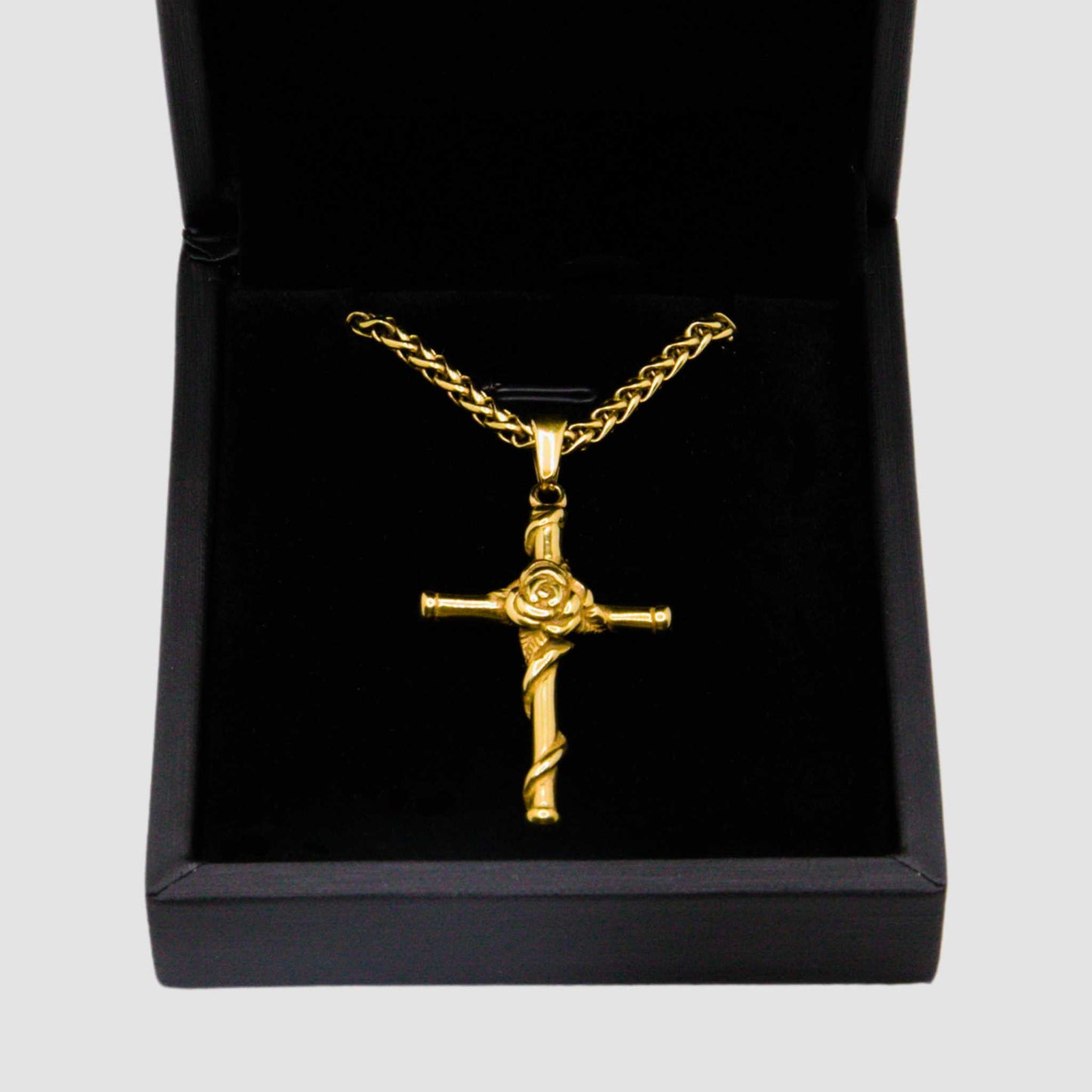 Rose Cross Pendant (Gold)
