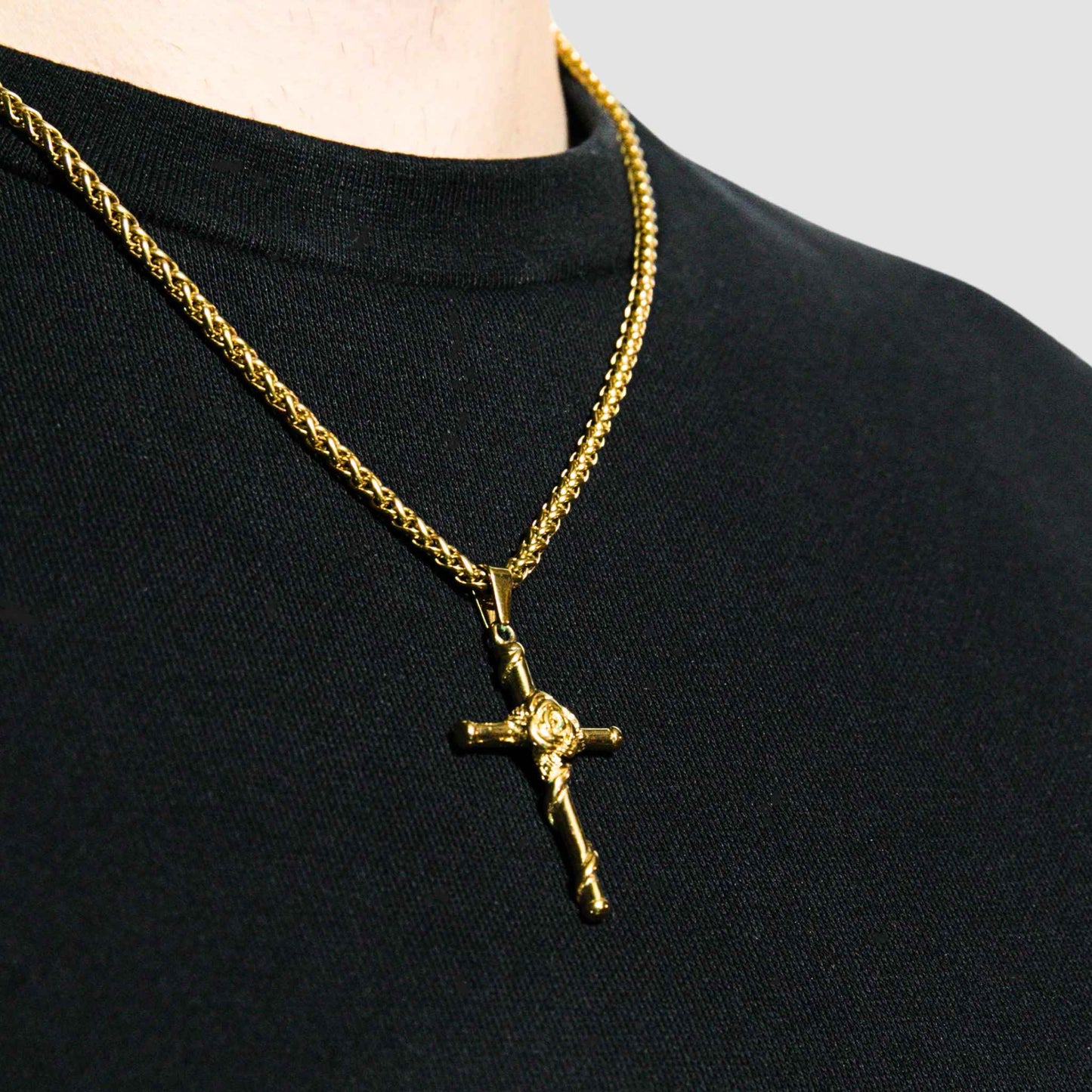 Rose Cross Pendant (Gold)