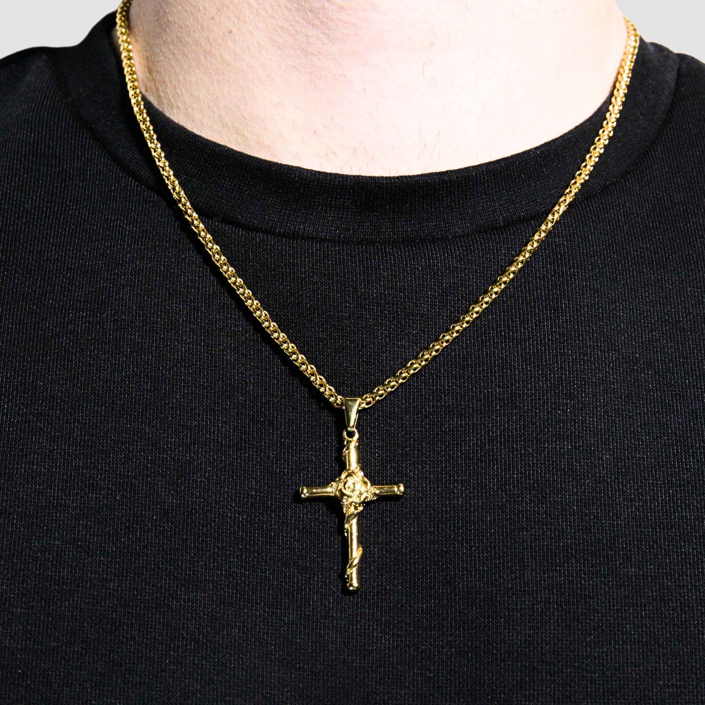 Rose Cross Pendant (Gold)