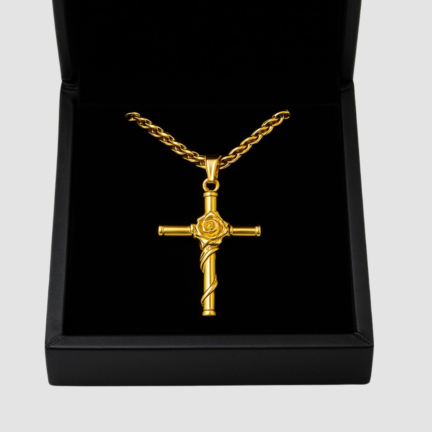 Rose Cross Pendant (Gold)