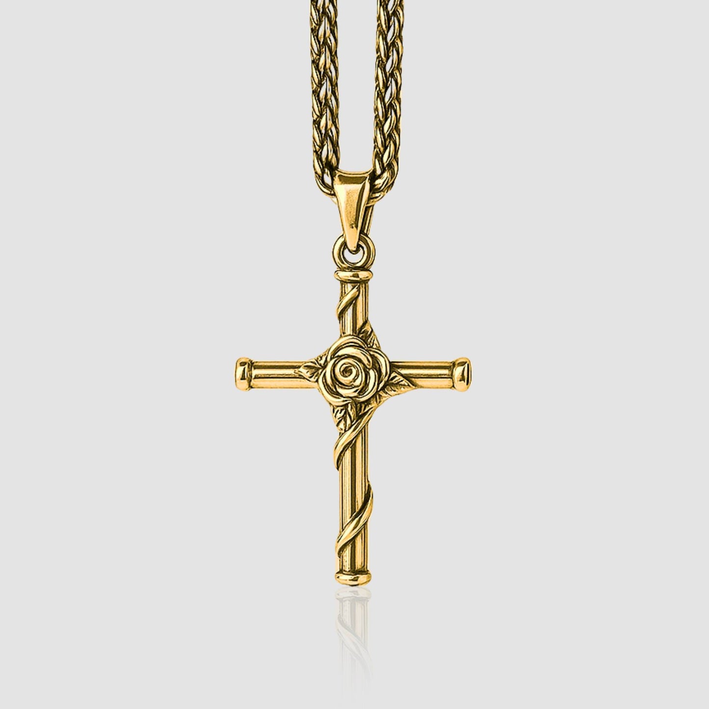 Rose Cross Pendant (Gold)