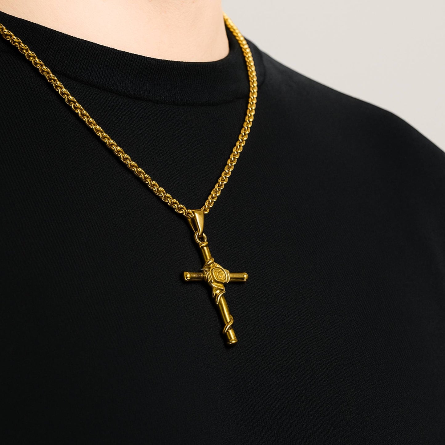 Rose Cross Pendant (Gold)